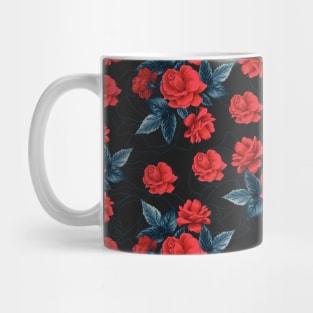 Beautiful Roses Floral Pattern - Red and Black Mug